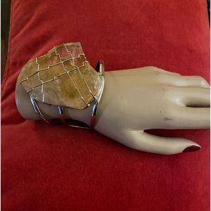 Wire Wrapped silver Quartz Cuff Bracelet